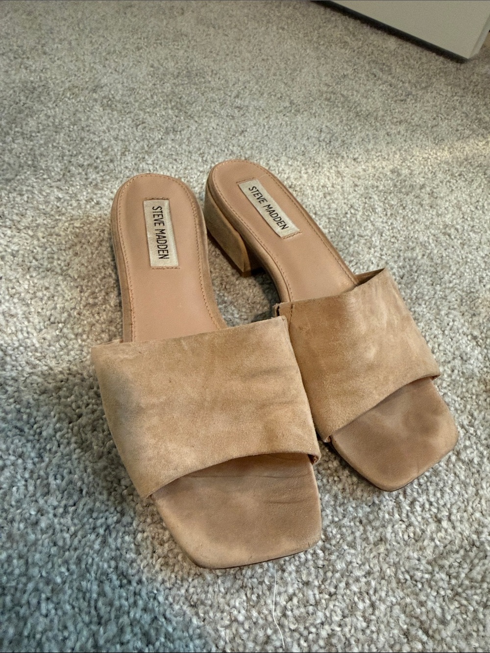 Steve Madden Tan Suede Slide Mules